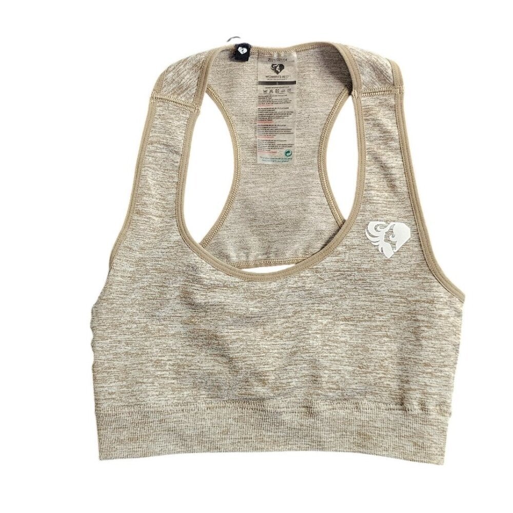 Womens Best Sports Bra, Pullover, Cut Out Back, Cropped Tank, Tan Heathered, S
